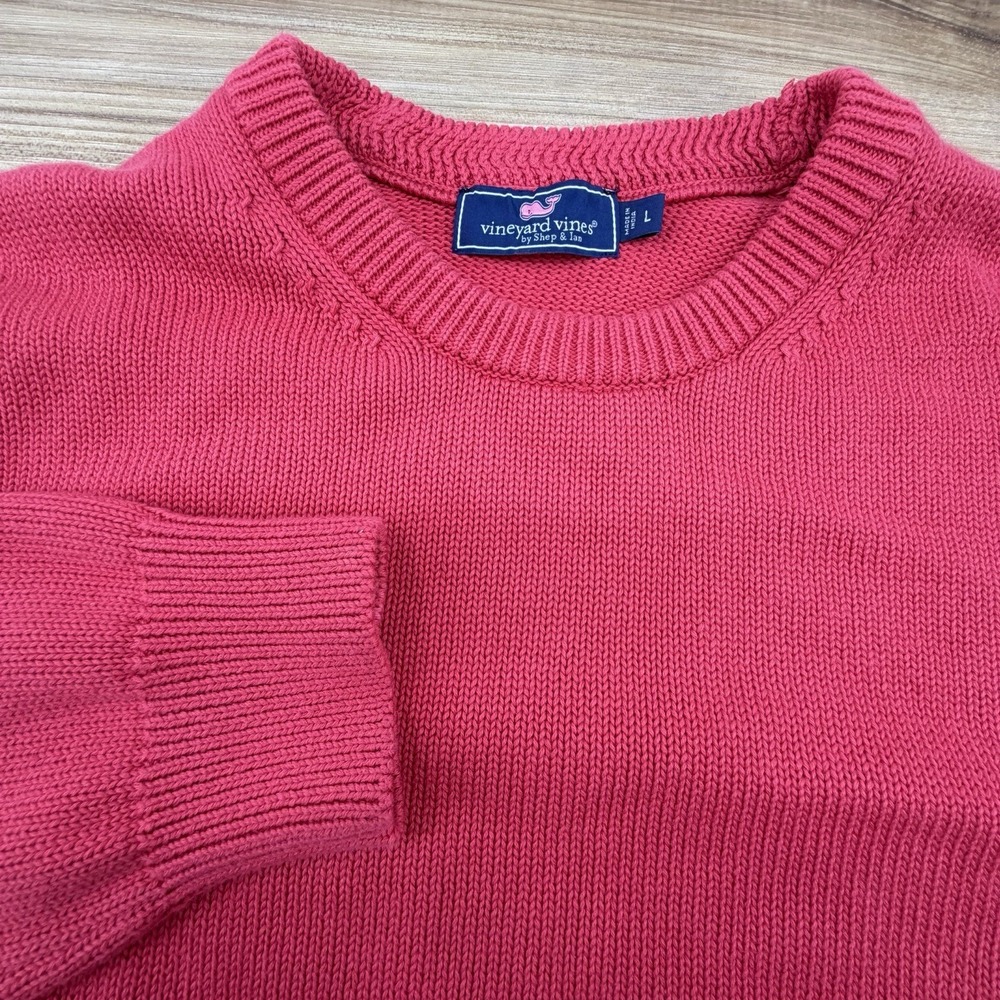 Vineyard Vines Sweater Mens L Red Garment Dye Cotton Crewneck Pullover EUC